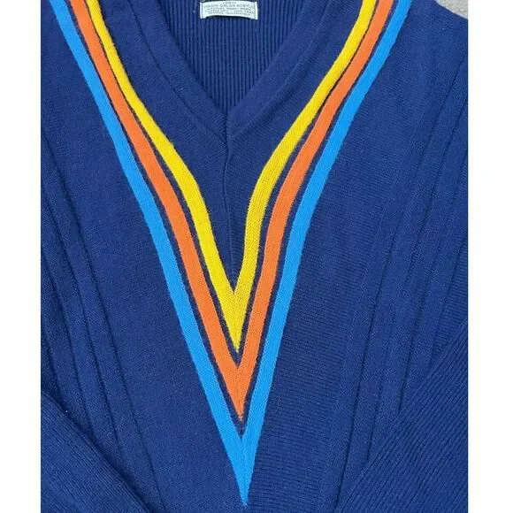 D'Italia Orlon Acrylic Long Sleeve Vintage Striped Sweater - Picture 3 of 5